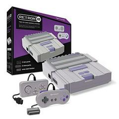 .NES/SNES: CONSOLE - RETRON 2 - GREY - 2 WIRED CONTROLLERS (COMPLETE)